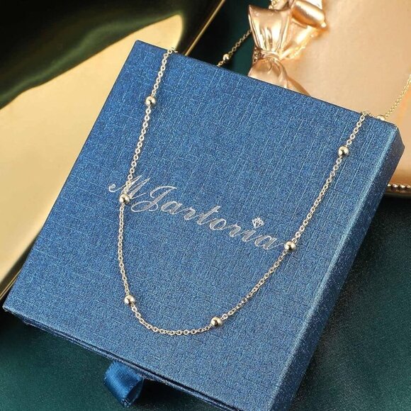 Dainty Choker Necklace for Women 14K Gold Plated Minimalist Chain Choker Necklac - Picture 6 of 9